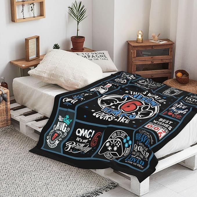 6 Year Old Boy Birthday Gift Throw Blanket 50" x 40", Unique Gifts for 6 Year Old Boys, Best Presents for 6Yr Old Boy, Six Year Old Boy Birthday Gifts, Boys Age 6 Birthday Gifts, Boy 6th Birthday Gift