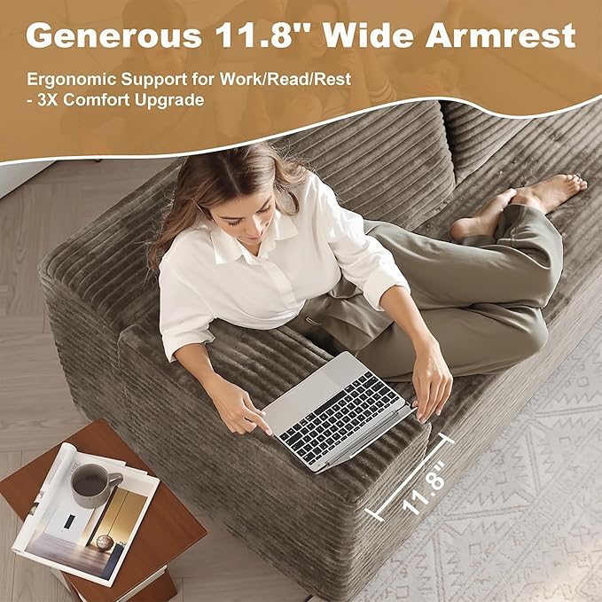 136" Sectional Couches for Living Room Modern Modular Sofa with L-Shape Couchs Upholstered Boneless Couch Deep Seat Sectional Couch with Chaise (Camel, Left Facing Chaise+3Seaters)