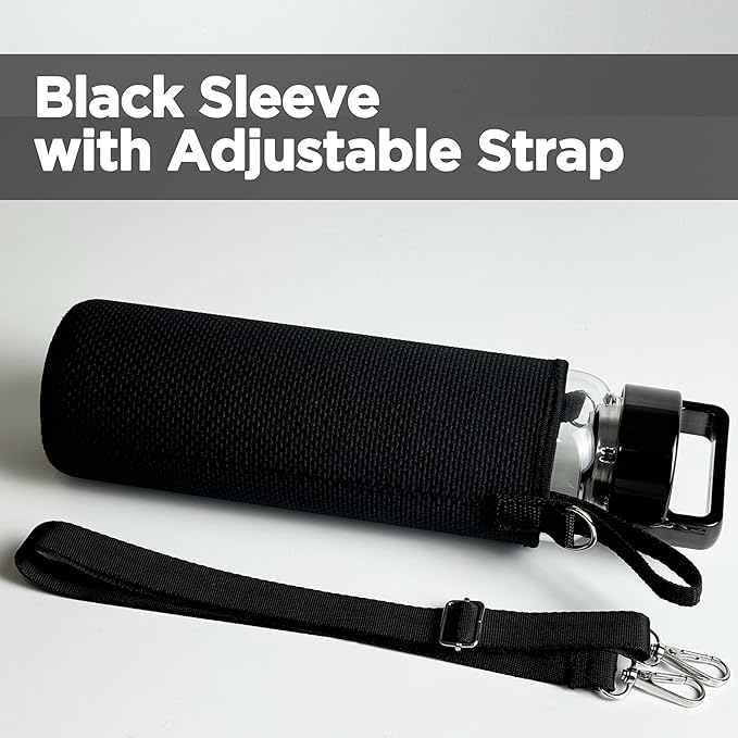 32 oz Clear Glass Water Bottle | Cold Brew Fruit Inufser Water Bottle (Black Lid)