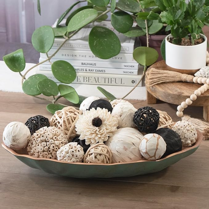 ANDALUCA Black & White Decorative Balls Bowl Filler Bag with Orbs, Balls (Black)