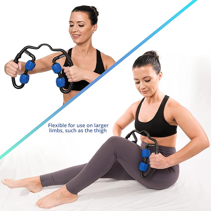 Body Back Trigger Point Pressure Roller Massager for Forearm, Elbow, Hand, Arm, and Leg. Deep Tissue Handheld Self Massager for Tennis Elbow, Golfers, Athletes Myofascial Release