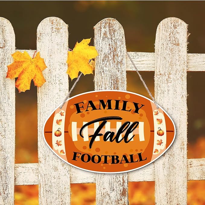 Autumn Wooden Signs, Rustic Thanksgiving Decoration, Home Interior And Exterior Decor, Autumn Harvest Thanksgiving Home Decor (Football), Housewarming Gift