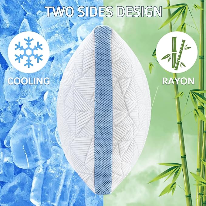 BETU Cooling King Pillow, Shredded Memory Foam Cool Pillow for Hot Sleepers, Adjustable Firm Soft Support Bed Pillows Perfect for Back Neck Pain and Side Sleeping with Pillow Case Cover, Blue
