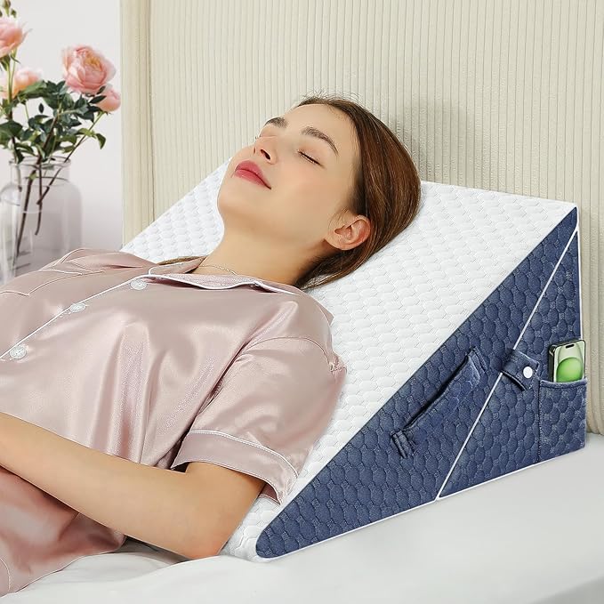 Bed Wedge Pillow for Sleep Apnea, 9 & 12 Inch Adjustable Wedge Pillow for Back Pain Relief, Leg and Knee Support, 7 in 1 Cooling-Gel Memory Foam Elevated Pillows for Acid Reflux, Post Surgery, Snoring
