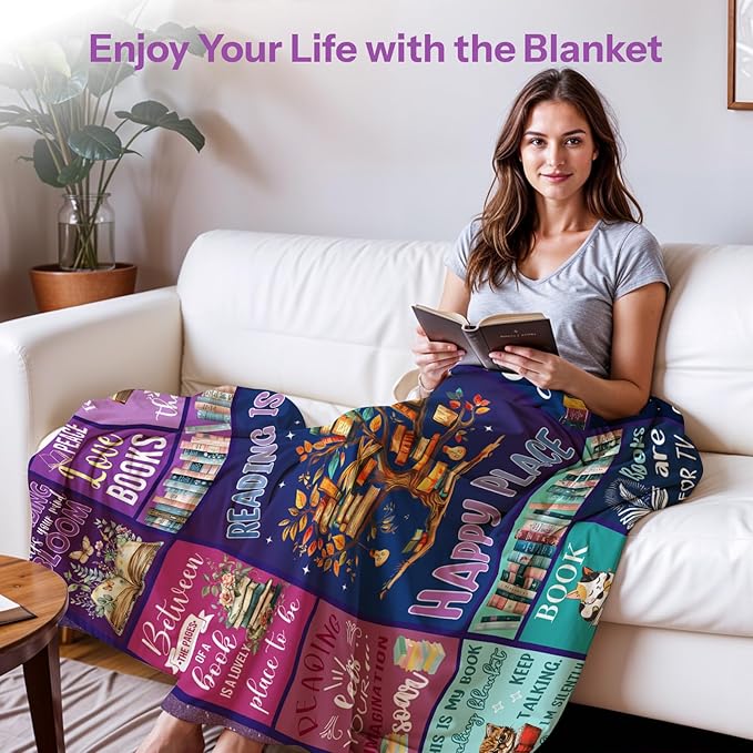 Book Lovers Gift Throw Blanket, Book Lovers Gifts Blanket, Book Reader Gifts, Blanket Gifts for Book Lovers, Gifts for Book Lovers Women on Birthday Christmas Graduation 50x60 in