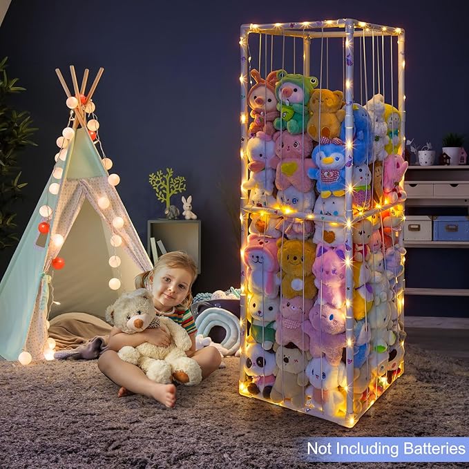 Beinou Stuffed Animals Zoo Storage Stuffed Animals Holder Extra Large Plushies Storage PVC Playroom Organizer Stuffed Animals Cage for Nursery Bedroom