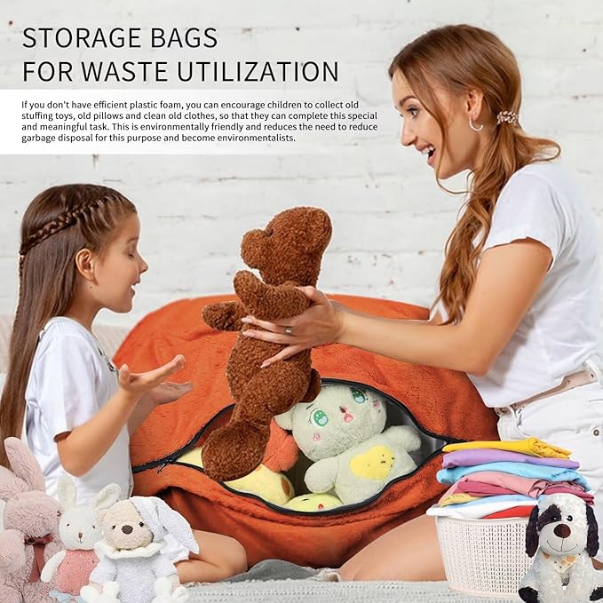 Bean Bag Chair for Adults 8FT,Soft Removable Cover for Teens/Girls Bedroom,Fluffy Giant Round Floor Beanbag Lounger Chairs (No Filler,Orange)