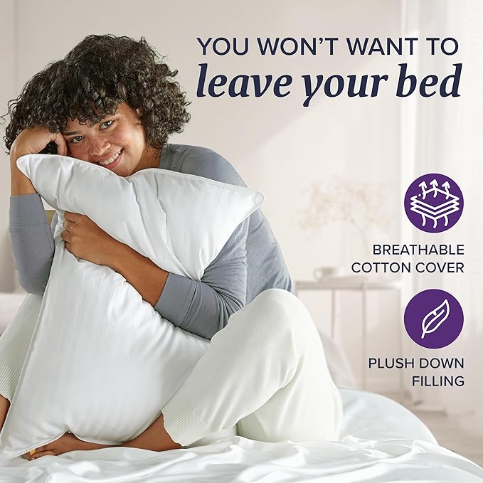 Beckham Hotel Collection King Size Bed Pillows Set of 2 - Down Pillow for Sleeping - Back, Stomach or Side Sleepers