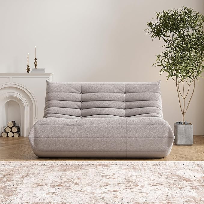 Bean Bag Chair for Adults, Oversized Loveseat Fireside Chair Comfy Lazy Floor Sofa, 2 Seater Lazy Sofa Couch Memory Foam Bean Bag for Living Room, Bedroom Apartment Office (Grey)