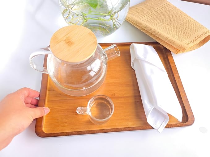 Bamboo Serving Tray – Two Sizes for Breakfast, Tea, Coffee & Snacks – Eco-Friendly Wooden Tray for Bed, Kitchen, Coffee Table, or Decorative Use