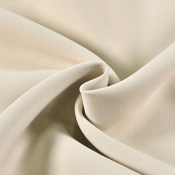 Beige Valance for Windows 72x18 Inch Solid Thermal Insulated Blackout Rod Pocket Kitchen Short Curtain Toppers Valance for Bathroom Living Room 1 Panel