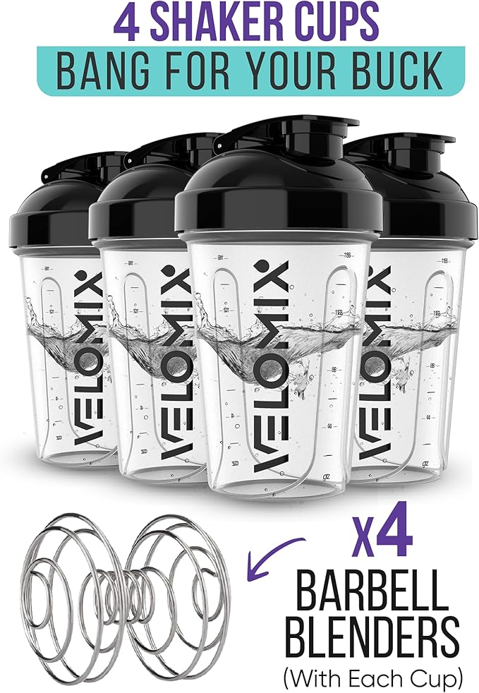 '-4 PACK- 20 OZ Protein Shaker Bottles for Protein Mixes, Shaker Cups for Protein Shakes, Small Shaker Bottle Pack, Shaker Cup, Shakers for protein Shakes (4 Small Transparent)
