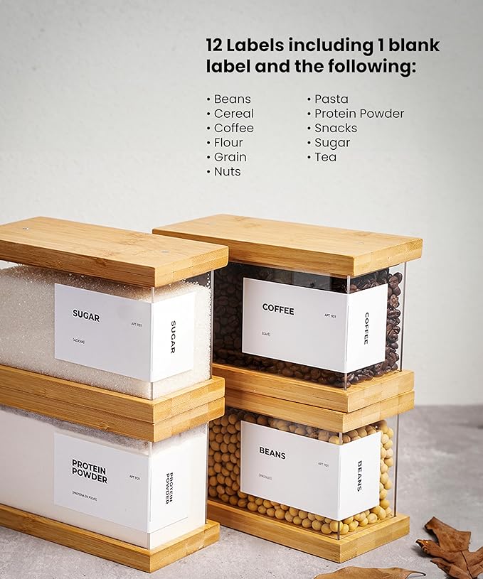 Bamboo Food Dispenser | Kitchen Organizers and Storage | Airtight Pantry Organizers and Storage Container | Cereal, Rice, Flour, Snack Storage (2, Large)