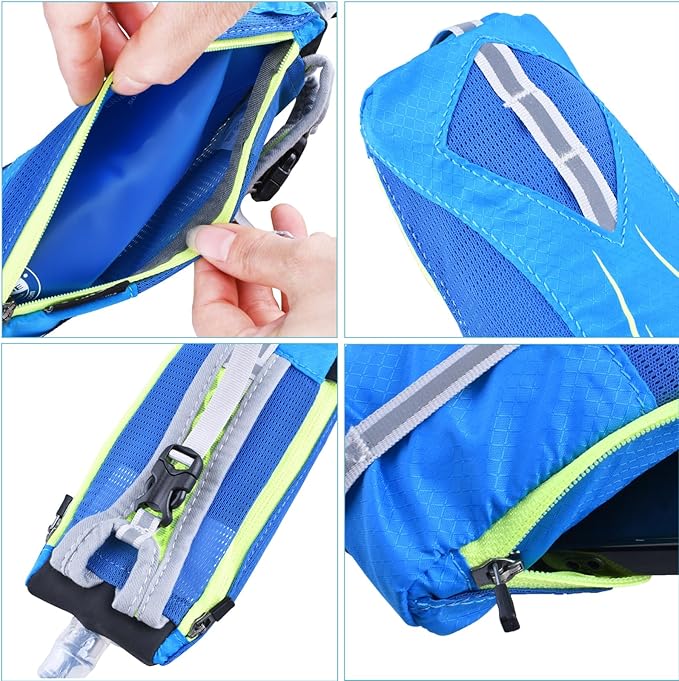 Azarxis Handheld Water Bottle and Phone Case for Running/Walking, Quick Grip Handheld Soft Flask 17oz with Hand Strap Hydration Pack for Runners and Athletes (Black)