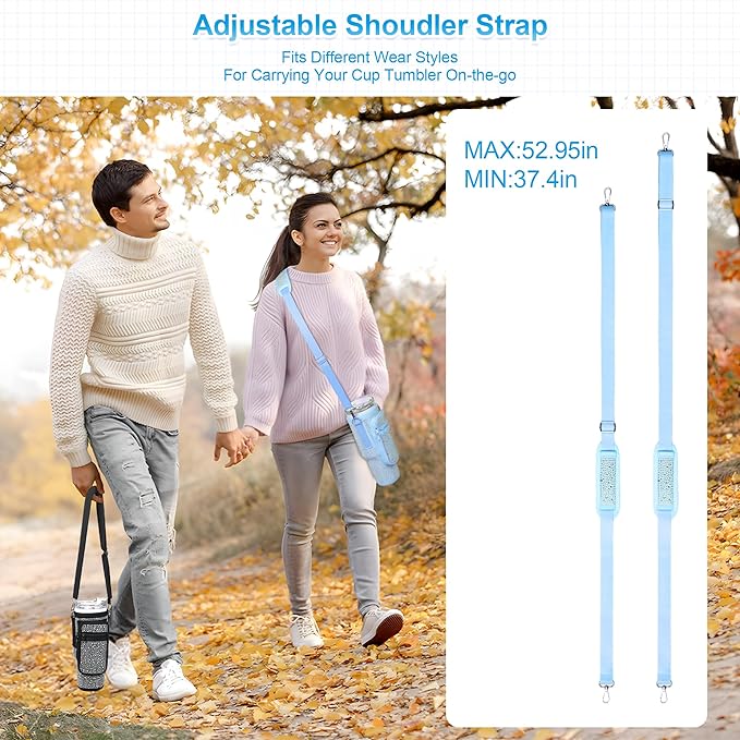 Bling Diamond Water Bottle Carrier Bag with Phone Pocket for Stanley 40/30 oz Tumbler with Card Holder,Neoprene Water Bottle Holder Pouch with Adjustable Strap for Stanley Cup Accessories