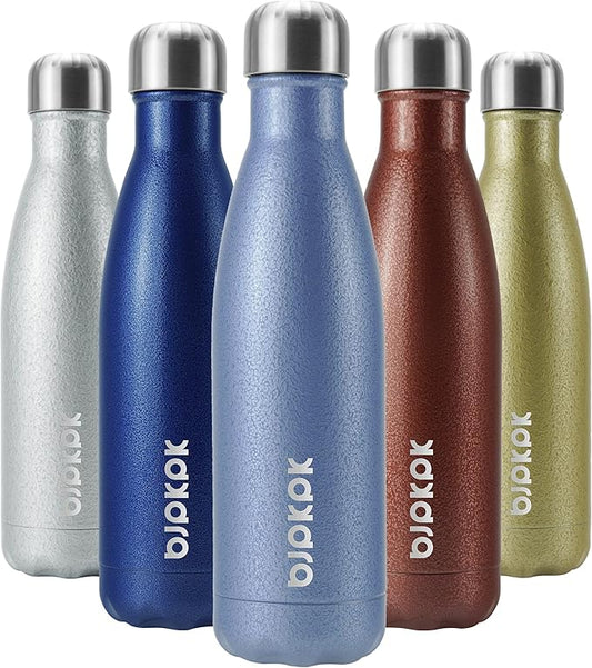 BJPKPK Insulated Water Bottles 17oz, Leak Proof Stainless Steel Water Bottle Keeps Cold for 24H and Hot for 12H, BPA Free Water Bottle,Lake Blue