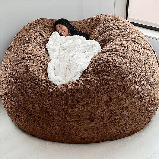 Big Huge Giant Bean Bag Chair for Adults, (No Filler) Bean Bag Chairs in Multiple Sizes and Colors Giant Foam-Filling Required- Machine Washable Covers, Double Stitched Seams (Coffee,6FT)