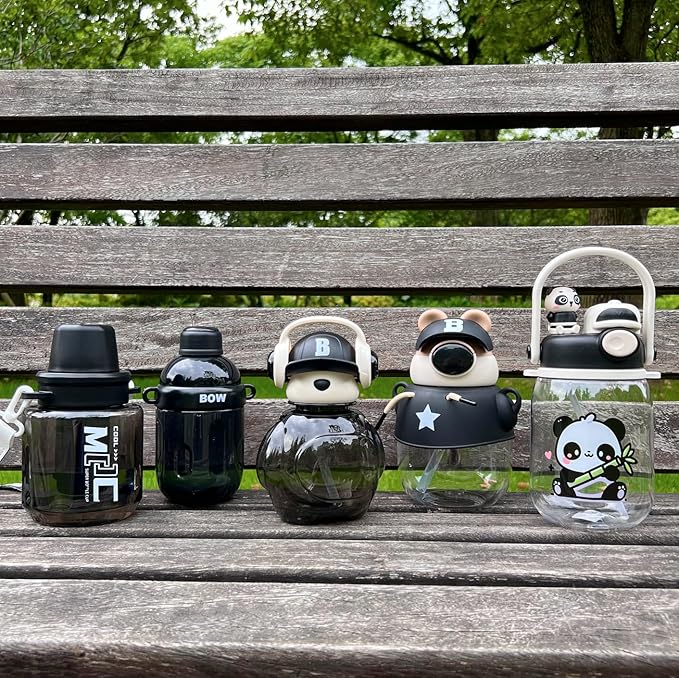 Black Leak-Proof Water Bottle with Flip Top Reusable Plastic Drinking Bottle for School, Gym and Workout (Outer Space)