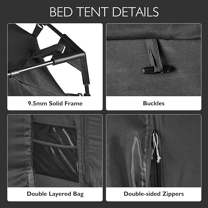 BORNA Bed Tent Bed Canopy Bunk Twin Size for Adult and Kids,Portable Sleeping Tents Dream Tents Indoor for Kids and Adult, Breathable Privacy Space on Bed with Three Doors (Mattress Not Included)