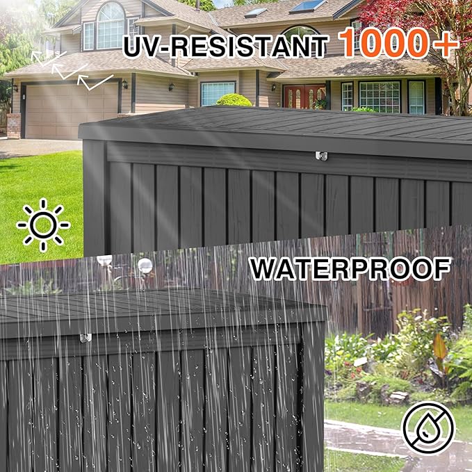 150 Gallon Outdoor Storage Cabinet, Large Outdoor Storage Box for Patio Furniture Covers, Cushion Pillows, Waterproof Deck Box with Lockable Lid for Garden Tools, Pool Accessories, Black