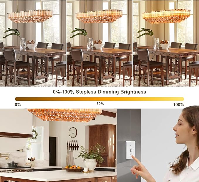 Amber Glass Chandeliers for Dining Room Over Table, 43" Modern Rectangular Dining room Chandelier, Honeycomb Layered Crystal Kitchen Island Long Chandelier Gold Dimmable Ceiling Light for Kitchen