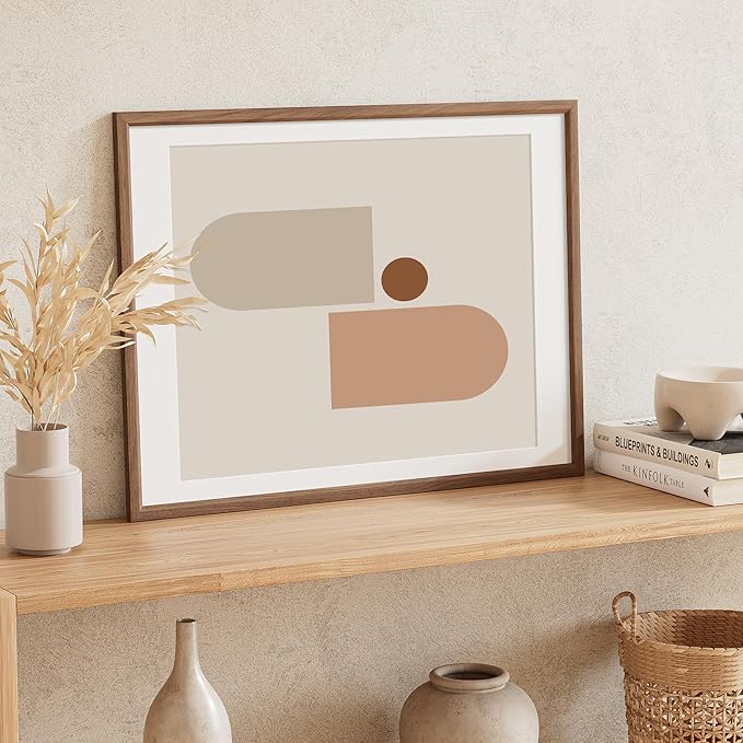 18x24 Poster Frame Natural Solid Walnut Photo Frames with 16x20 Removable Mat Wall Hanging Large Handcrafted Frame with HD Plexiglass Wall and Tabletop Display Large Picture Frame