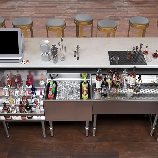 AmGood 18.5 in. x 24 in. Underbar Ice Bin with Sliding Lid | NSF | Stainless Steel Ice Chest with Sliding Lid