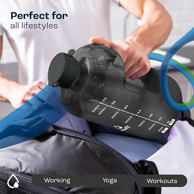 AQUAFIT 64 oz Water Bottle with Time Marker - BPA Free Half Gallon Water Bottle with Straw - Gym Water Bottle with Handle, Gallon Water Jug, Big Water Bottle, Large Water Bottle (Bright Pink, 2 Lids)