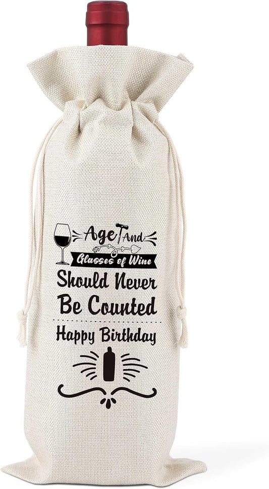 Birthday Wine Bag,Pairs Well With Happy Birthday,Gift Birthday Planning Gift,Gift Birthday Party,Birthday Decorations Wine Bag,Reusable Wine Bags With Drawstring,L14
