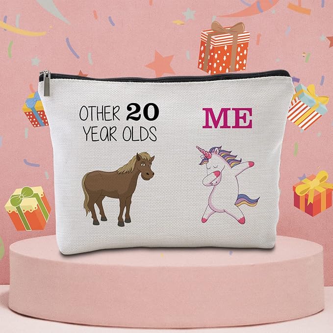20th Birthday Gifts for Her Best Friend Daughter Travel Makeup Bag Funny Unicorn Gift Bag Other 20 Year Old Me Unicorn Happy 20th Birthday Decorations 20 Year Old Birthday Gifts Ideas