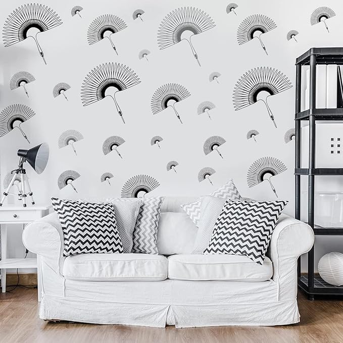 Black Leaves Wall Sticker Modern Wall Decal Black Boho Wall Sticker for Living Room Decor Nordic Leaves Wall Art Stickers for Bedroom Peel and Stick Fans Wallpaper Stickers for Kids Room Kitchen Decor