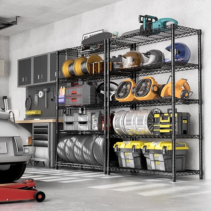 1750 lbs Steel Storage Shelving 5-Tier Utility Shelving Unit Steel Organizer Wire Rack for Home,Kitchen,Office,Garage, 1750 LBS Capacity 17.7" D x 47.2" W x 72.3" H