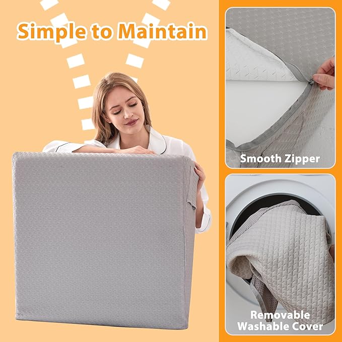 Bed Wedge Pillow for Sleeping, 10" Wedge Pillows for After Surgery, Soft Memory Foam Top, Triangle Pillow Wedge, Body Positioners for Leg Elevation, Acid Reflux, Gerd, Snoring Relief, Grey