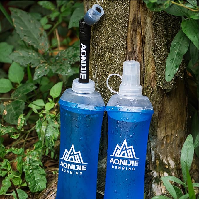 Azarxis TPU Soft Flask Running Collapsible Water Bottles BPA-Free Running Flask for Hydration Pack - Ideal for Running Hiking Cycling Climbing (450ml/15.22oz - 2 Pack)
