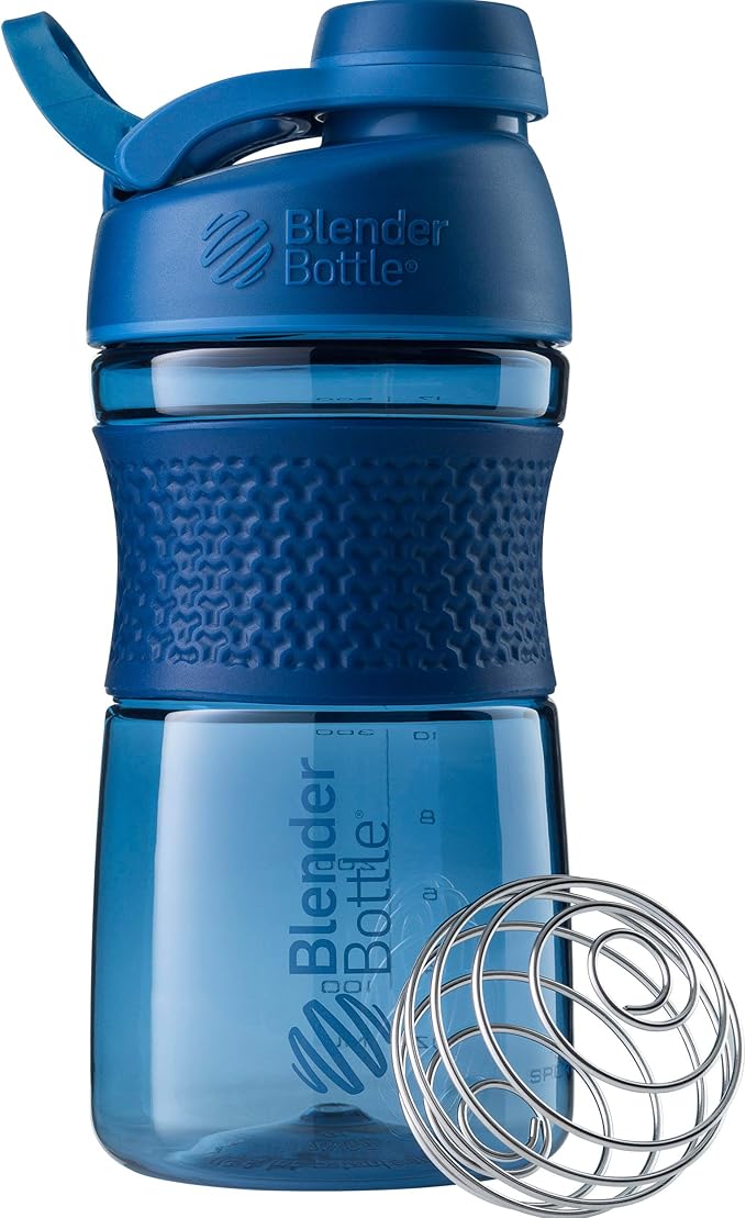 BlenderBottle SportMixer Shaker Bottle Perfect for Protein Shakes and Pre Workout, 20-Ounce, Navy