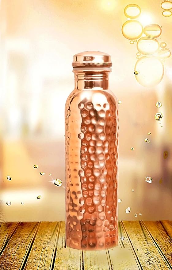 Ayurvedic Drinking Copper Water Bottle for Sports, Travel, Yoga & Everyday Use, Water Bottle for Gym, Office, Hiking, Outdoor Capacity 32 Oz (Design 2, 32 Oz)