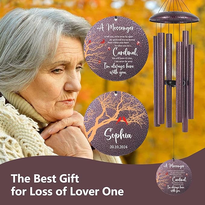 ASTARIN Outside Wind Chimes for Loss of Loved one, Personalized Sympathy Gift for Loss Mother/Father, Windchimes Outdoors Condolences Gift for Women/Men, Garden Decoration, 32 inch