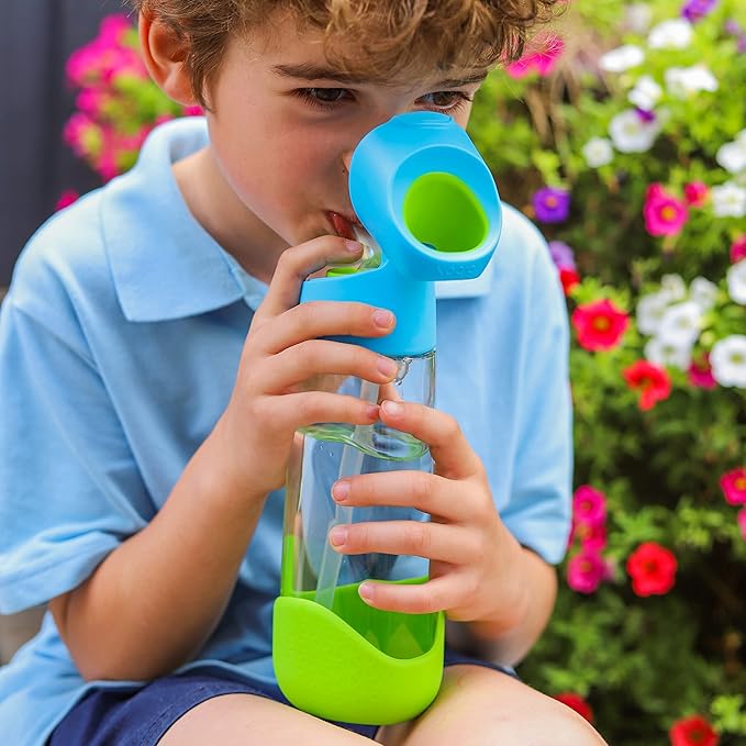b.box 20oz Tritan Straw Bottle: Large, Modern Water Bottle with Flip Straw for Kids. Spill Proof, Leak Proof, BPA Free (Ocean Breeze, 20 oz)