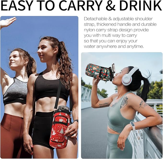 64 oz Glass Water Bottle with Straw and Sleeve Half Gallon Motivational Water Bottle with Time Marke and Strap 2L Leakproof Borosilicate Water Jug for Gym Outdoors for Women