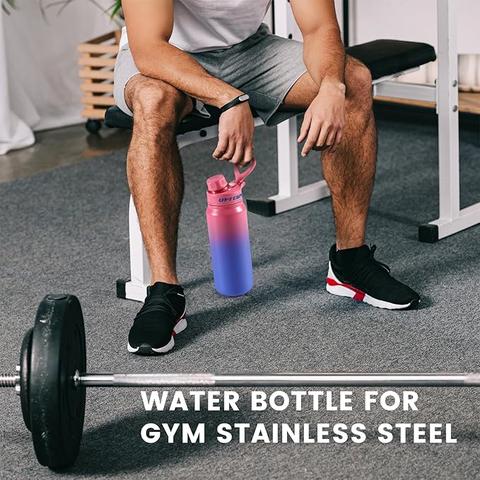 28oz Sports Water Bottle with Straw, Stainless Steel Vacuum Insulated Cooling Water Bottle, Leak Proof Metal Water Bottle, Double Insulated, Suitable for Sports, Gym and Travel (Rose & Blue)