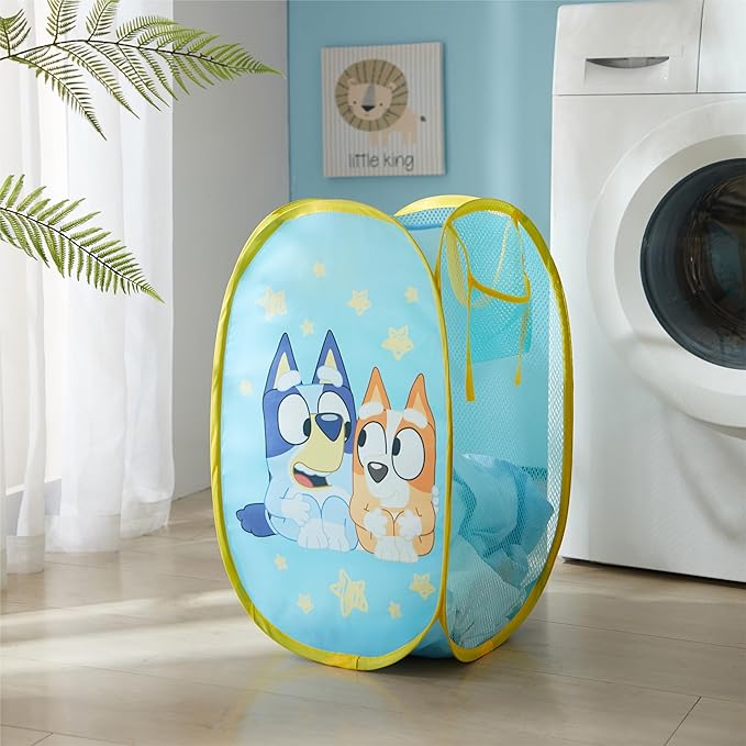 Bluey Pop Up Hamper with Durable Carry Handles, with Bluey and Bingo, 21'' H x 13.5'' W X 13.5'' L