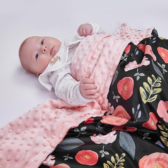 Baby Blanket for Boys Girls Super Soft Blanket,Fluffy Warm Lightweight Baby Receiving Blankets,Double Layer with Dotted Backing for Toddler NurseryQSTEHEML Baby Blankets (Flower, 30*40inch)