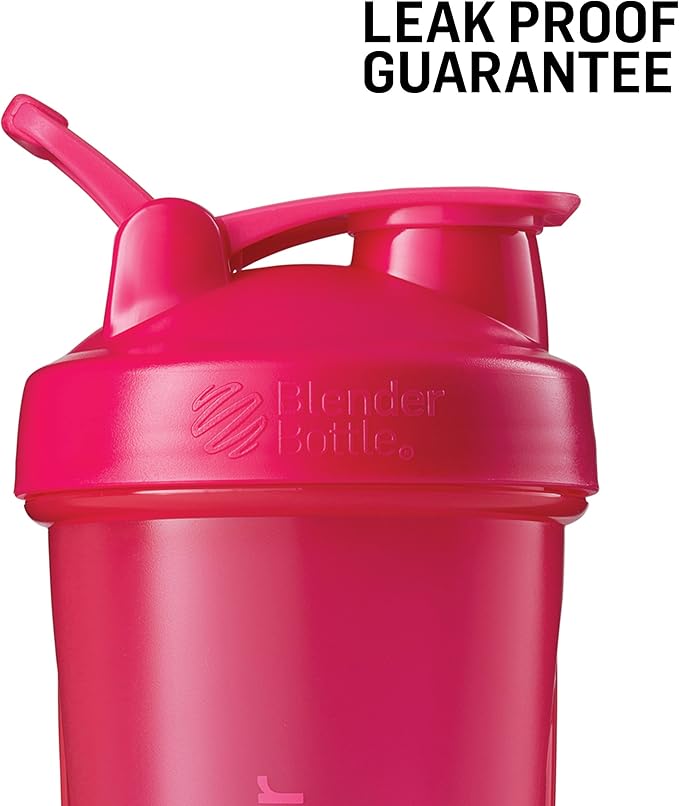 BlenderBottle Classic Shaker Bottle Perfect for Protein Shakes and Pre Workout, 20-Ounce, Pink