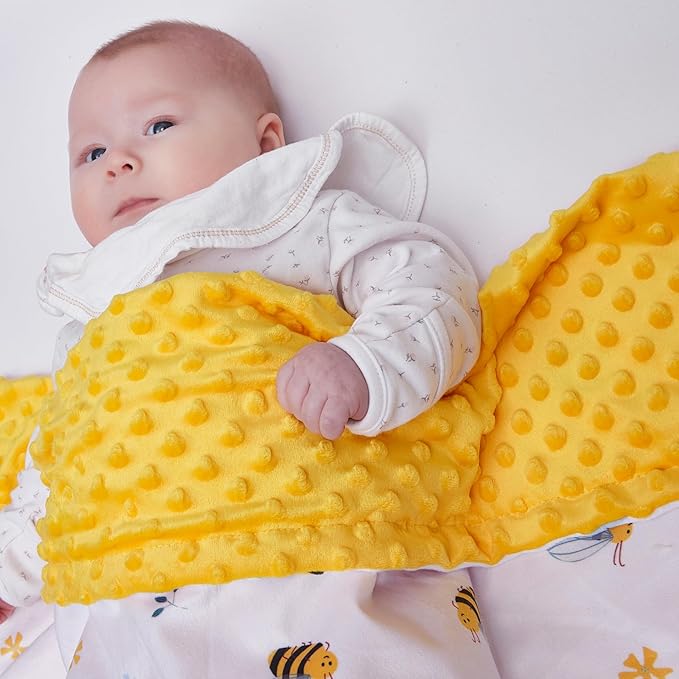 Baby Blanket for Boys Girls Super Soft Blanket,Fluffy WarmLightweight Baby Receiving Blankets,Double Layer with Dotted Backing for Toddler Nursery (Bee, 30 * 40inch)