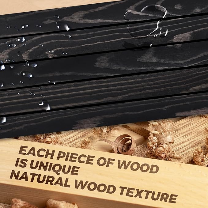 36"x6.8"x1.2" Solid Wood Floating Shelves 2-Pack - Rustic Black Finish with Hidden Brackets, Perfect for Storage and Décor in Living Room, Kitchen, Bedroom