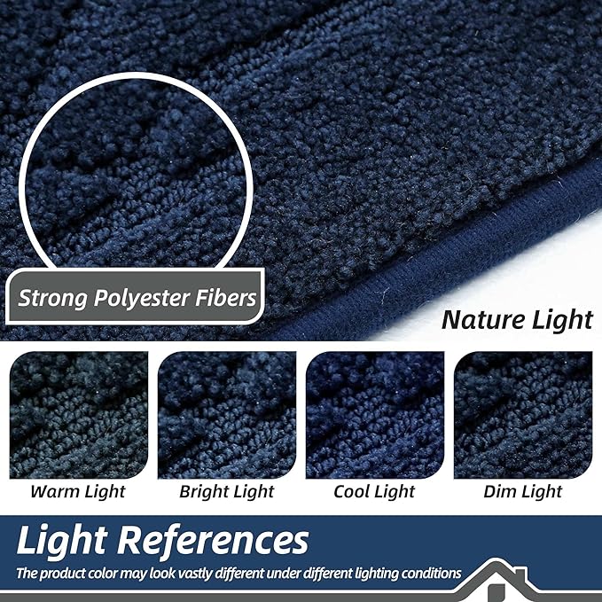 BEQHAUSE Dirt Trapper Door Mat 24" x 36", Doormat Non-Slip Entryway Rugs Washable, Dog Door Mat Stain Resistant and Absorbent Welcome Floor Mat for Front Back Door, Muddy Wet Shoes & Paws, Navy Blue