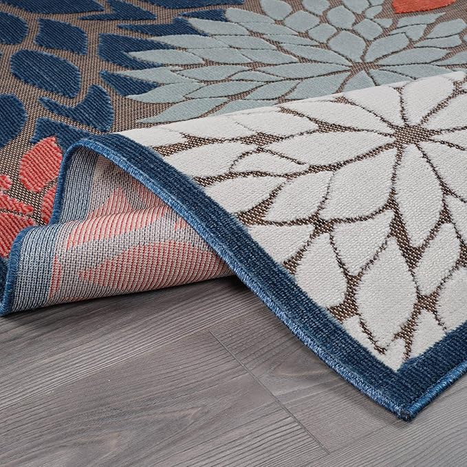 Beverly Rug Outdoor Runner Rug 2x7 Modern Floral Tropical Area Rugs for Indoor and Outdoor Patio Easy to Clean Non Shedding Living Room Porch Garden Washable Outside Carpet (2 x 7 Brown)