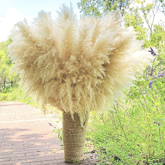 40" 22PCS Dried Pampas Grass Decor Tall,Large Natural Beige pompas Grass Tall Pampas Grass for Floor Vase,Wedding,Party,Farmhouse,Boho Home Decor,and Creating a Bohemian Ambiance