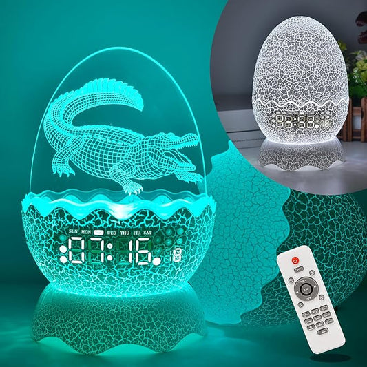 Alligator Egg Night Light for Bedroom, Remote Control & White Noise Bluetooth Speaker, 14 Colors LED Night Lights for Kids Room, Best Gift & Decoration for Children's and Adults' Bedroom