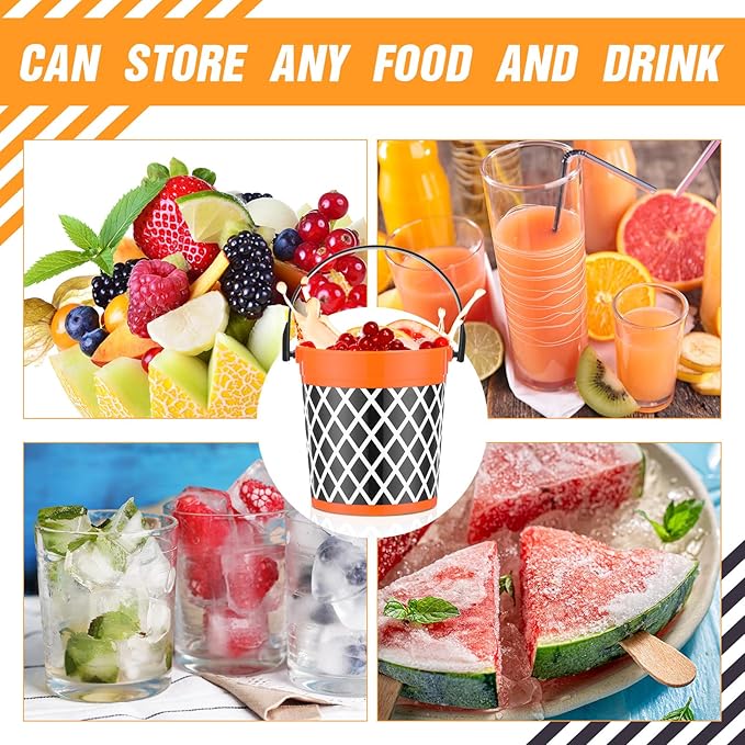 36 Pcs 32oz Basketball Party Favors Rum Buckets Plastic Basketball Cocktail Buckets for Drinks Plastic Ice Pail Bulk with Handle and Straw Reusable Punch Bowls for Drinkware Beer Beverage